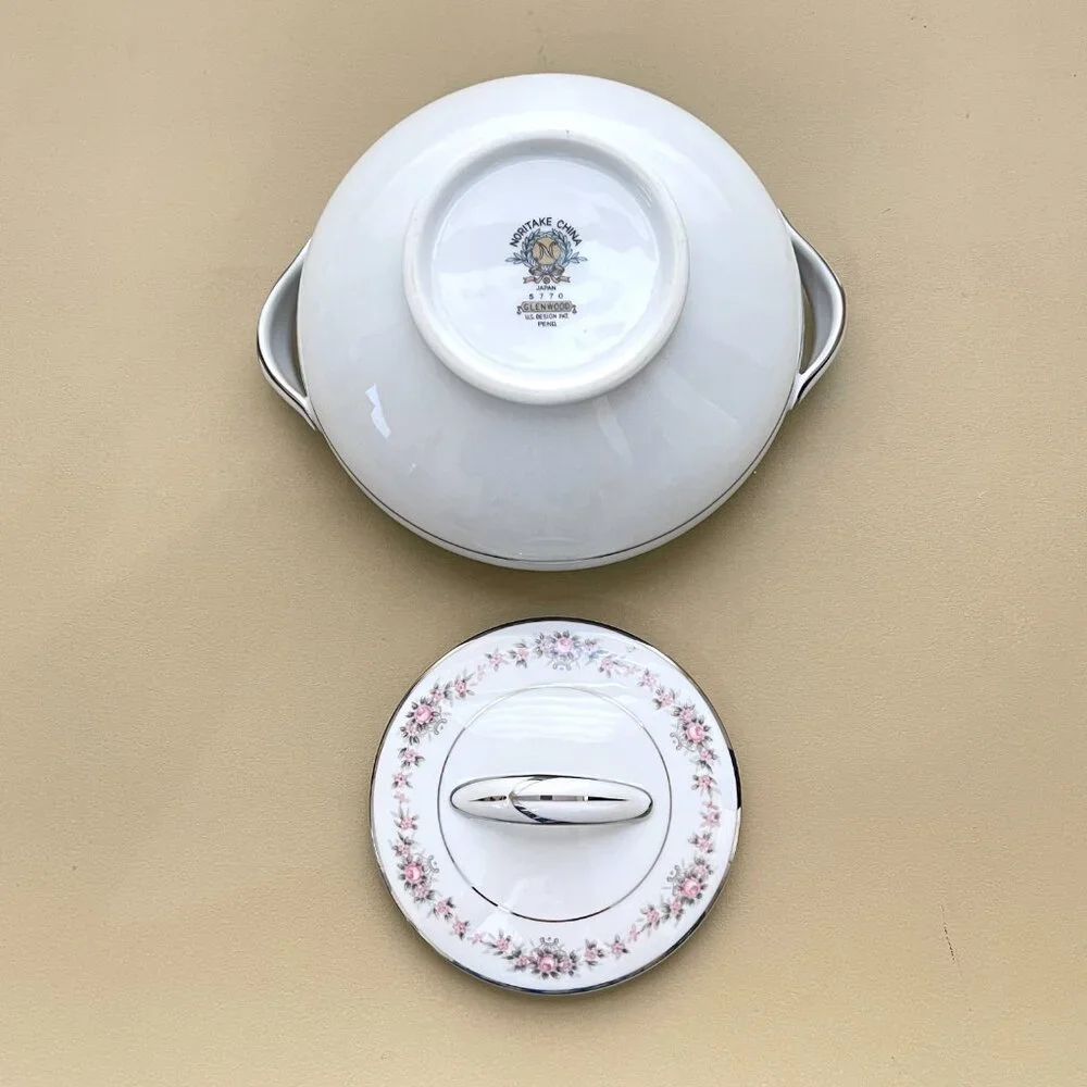 Noritake China Glenwood 5770 Sugar Bowl 2 Pc Dish Rose Floral